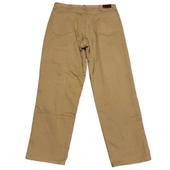 L.L. Bean Relaxed Fit Khaki Pants Thick Flannel Lined Workwear Mens Size 35x30 - Picture 5 of 8
